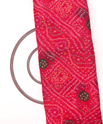 Maroon Colour Bandhani Print Chiffon Fabric